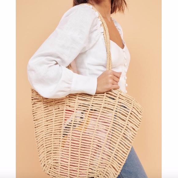 Reformation Handbags - Reformation Open Weave Straw Tote Bag NWT